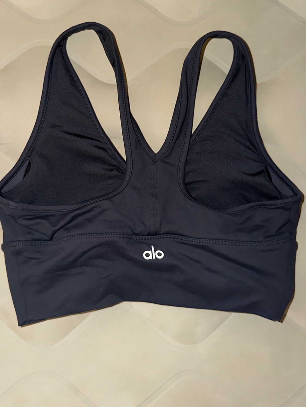 ALO Yoga Black Racerback Swim Crop Top with Supportive Fit
